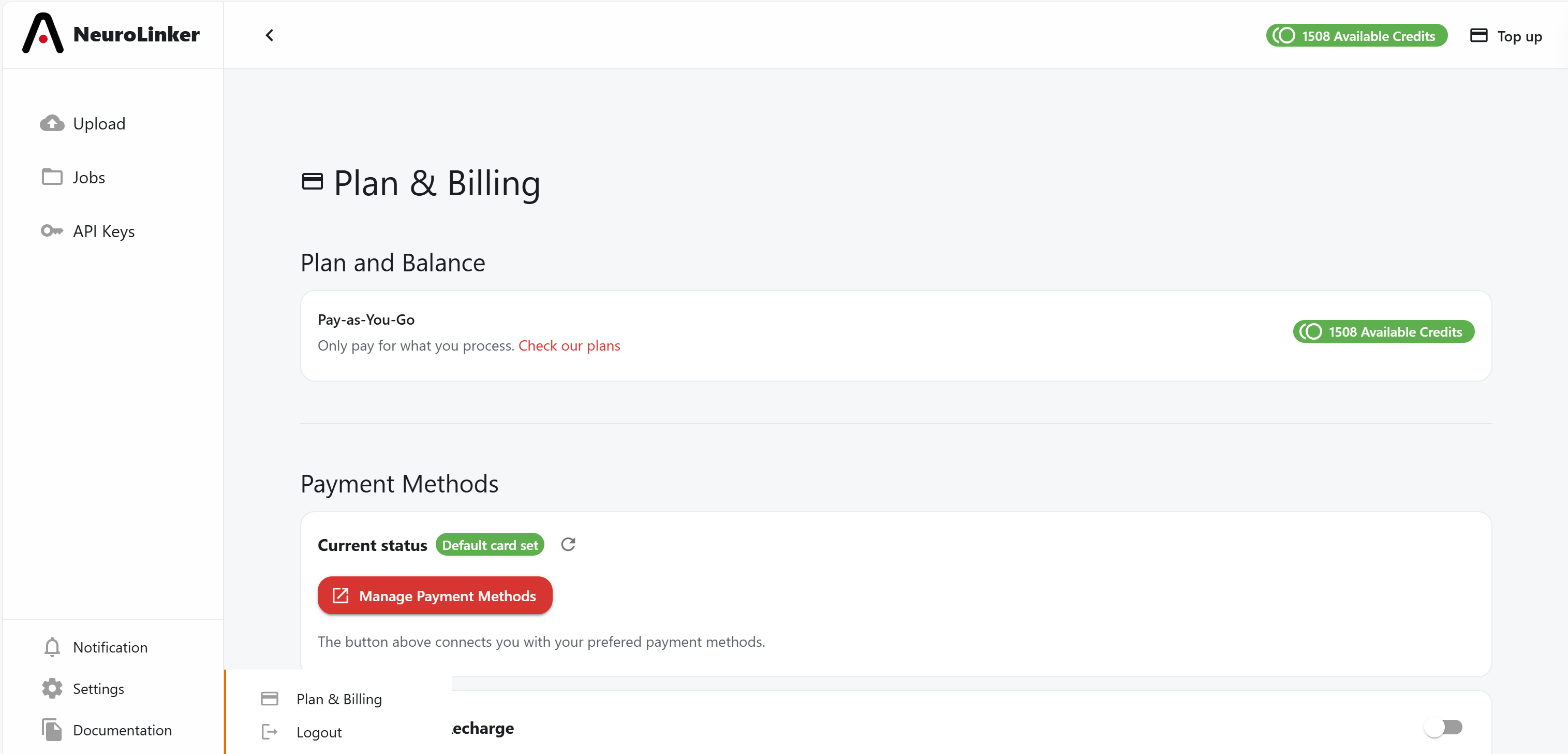 Plan & Billing page